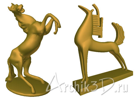 Бронзовые статуэтки лошади и оленя